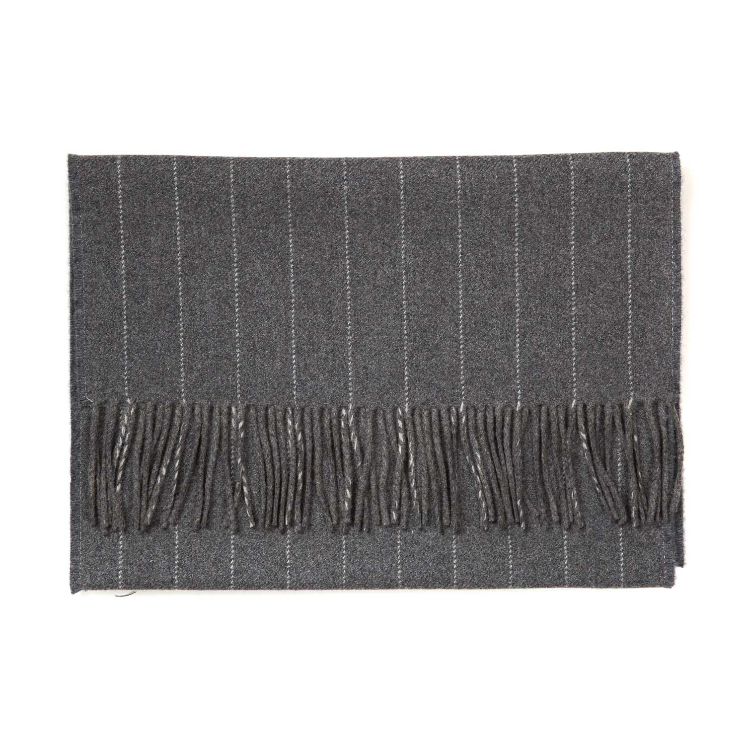 Vicuna-colored Scarf "Fox Pin-Stripe" made from Cashmere and Merino Wool